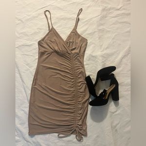 Forever 21 Mini Dress in the color tan. Great for any cocktail party.